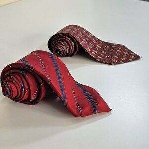 Equestrian Themed Silk Tie Lot of 2 Angeli CarIo Colorado Italy AOP W4 L57.5